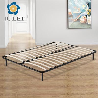 China Welded Double Slat Queen Size Metal Bed Frame Queen Beds Mattress Base for sale