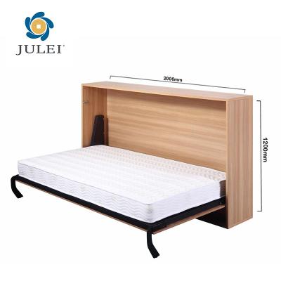 China Fashion foldable horizontal iron wall wooden folding murphy bed with piston folding lift mechanism for sale