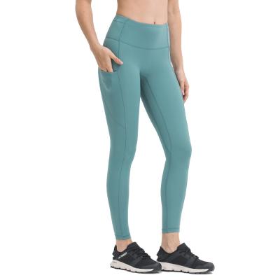 China 2021 Antibacterial High Stretch No T-Stitcing Gym Fitness Leggings Women Yoga Sports Pants With Pockets for sale