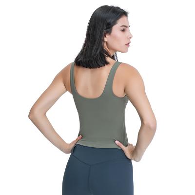 China Antibacterial Sexy Women V Neck U Back Yoga Bra Workout Fitness Sports Tops Gym Clothing Vest With Pad for sale