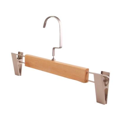 China Non slip shoulder a seamless, firm non slip wooden coat hanger with a built-in clip with a support hanger for hotel rooms for sale