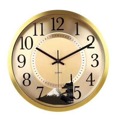 China Luxury World Hall Clock Quartz Clock Front Desk Gold Hanging Clock Minimalist Hotel Dedicated Light Style Background Wall Hanging Wall Clock for sale