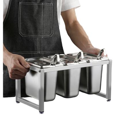 China Viable Hot Stand Stainless Steel Condiment Station Condiment Rack Small Vending Rack Sauce Dipping Rack for sale