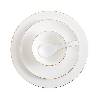 China Sustainable Hotel Dedicated Palace Style Top-Ranking Ceramic Tableware Dishes Set Soup Plate Rice Noodles Flat In Soup Bowl for sale