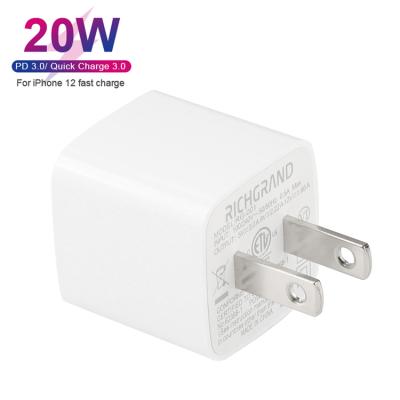 China 20W Palladium Fast Charger QC3.0 Fast Charge For UK US EU Is Available MINI Fast Charger Usb Type C 20w Palladium PD Charger For Phone12 for sale