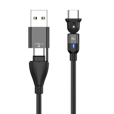 China USB C Multi Data Cable Data Transfer Function Charging Cable Type To Type C2 In 1 Design 60W Super Fast Charging Cable 180 Rotate For Laptop Cell Phone Tablets for sale