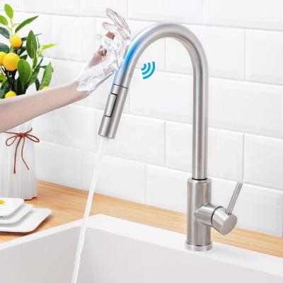 China Sense Faucets 304 Stainless Steel Nickel Brushed Single Hole Single Handle Touch Activated Pull Down Sprayer Pull Down Sprayer for sale