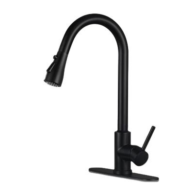 China Jet 304 Stainless Steel Hot And Cold Water Pull Out Hose For Single Handle Kitchen Faucet And Sink Pull Down Faucet By Black Color for sale