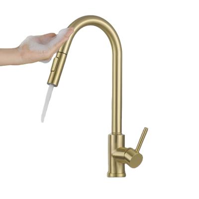 China Pull Out Spray Multifunctional Sink Faucet Rose Gold Flexible Pull Out Water Faucet Kitchen Basin Faucet Sink Faucet Rose Gold for sale