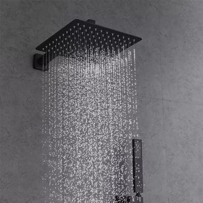 China Without Slide Bar Porcelain Rainfall Bathroom Thermostatic Control Shower Head Faucet Mixer Faucet Exposed Full Brass System for sale