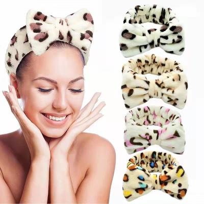 China Cute Fashion Wholesale Fashion Leopard Print Bow Headband Girl Shower Headband for sale