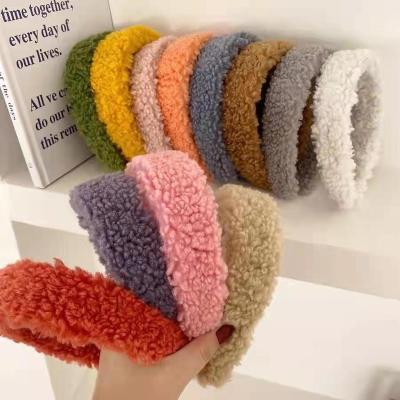 China Fashion wholesale candy color winter woolen head circle warm headband for women washing makeup headband accessories for sale