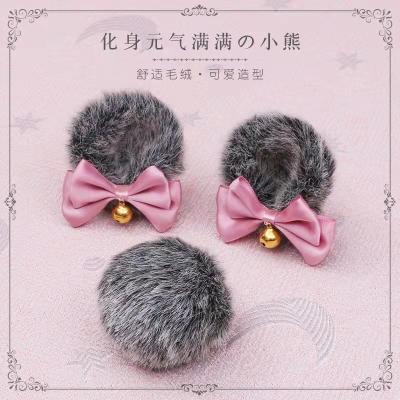 China Halloween Party Holiday Adult Lolita Cute Hairpin Plush Props Gift Bow Ears Hairpin Tail Set Animal Bulb Clip for sale