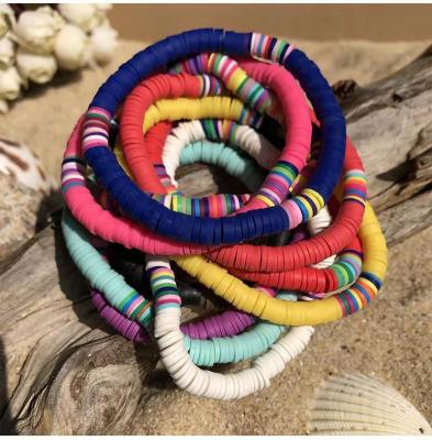 China Other Beach Custom Wind Bracelet Hot Selling Hand Mixed Color Pottery Twine Piece 6mm Soft Stretch Rope Bracelet for sale