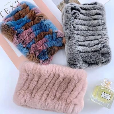 China Wholesale Short Soft Winter Fur Scarves Ladies Fashion Winter Rex Rabbit Hair Warm Knitting Scarf for sale