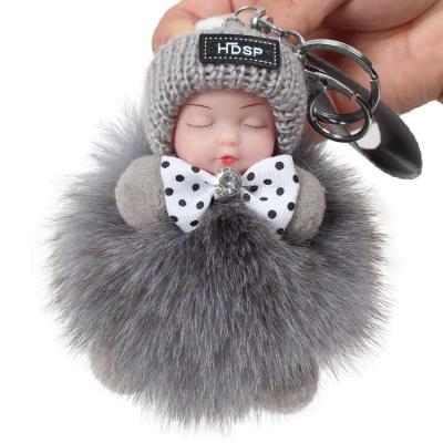 China Eco-Friendly Manufacturers Fox Fur Sleeping Cute Doll Key Chain Wholesale Baby - Doll Car Key Chain for sale