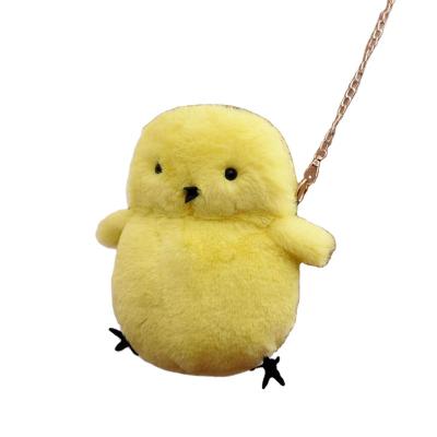 China High Quality Soft Plush Animal Backpack Cute Lady Chick Shape Faux Fur Purse Coin Purse for sale