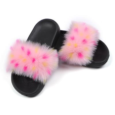 China Cushioning Hot Sale Fashion Furry Ball Slippers Cute Faux Fur Fluffy Sandals And Indoor And Outdoor Slippers for sale