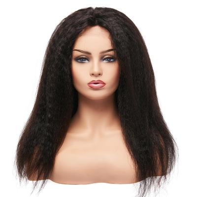 China Yaki Distributors Wanted Italian Brazilian Low Density Yaki Half Lace Closure Wig With Bangs for sale