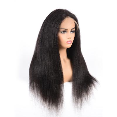 China Good Quality Cheap Custom Made Light Yaki Hair Italian Yaki Grade 10A Full Lace Wig With Bang for sale