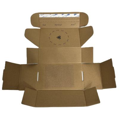 China Eco Friendly Recyclable Kraft Flute Cardboard Corrugated Mailing Mailer E-commerce Delivery Box With Tear Off Tape for sale