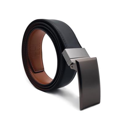 China Comfortable Leather Men's Belt New Leather Belt Men's Double Side Reversible Belt Custom Automatic Rotating Buckle Suit for sale