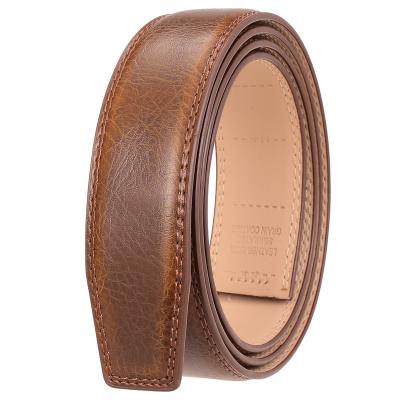 China Genuine Leather Ratchet Belt Casual Everyday Life Replacement Belt Strap For Slide Click Buckle for sale