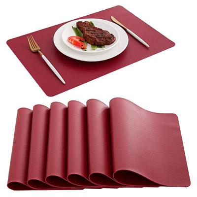 China Custom Made Europe Faux Leather Place Mat Table Mats Set Washable Heat Resistant Wipeable Waterproof Waterproof Table Mat for sale