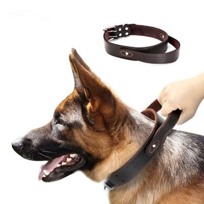 China Dogs Custom Printed Genuine Leather Collar For Dog High Quality Durable Not Easy To Bite Leather Pet Collar for sale