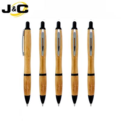 China Eco-Friendly Promotional Cheap Custom Logo Bamboo Pen Wood Ballpoint Pen In Colored Trims For Advertising for sale