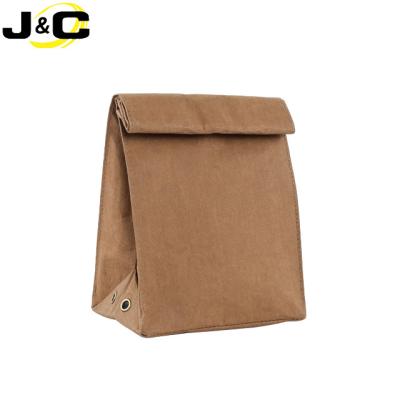 China Sustainable Custom Outdoor Eco Friendly Washable Kraft Paper Bag For Food And Fruits for sale