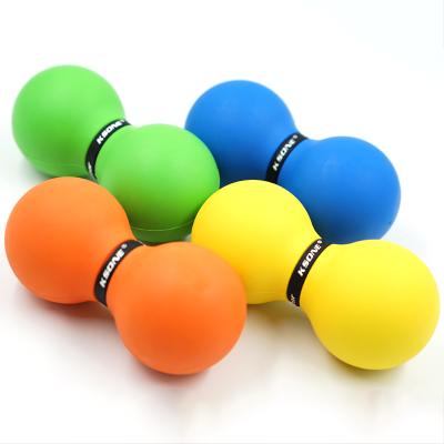 China Eco-friendly Rubber Pilates Custom Double Logo Double Peanut Body Massage Ball For Neck Massage Ball for sale