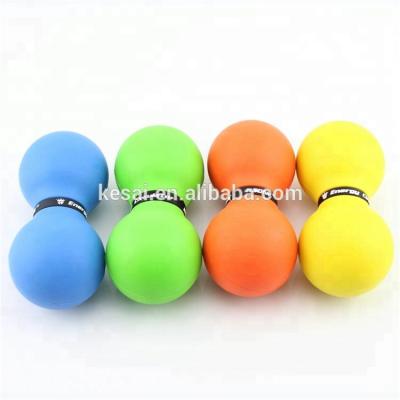 China Wholesale Body Pilates High Density Rubber Ball Printing Peanut Massage Ball Custom Double Logo for sale