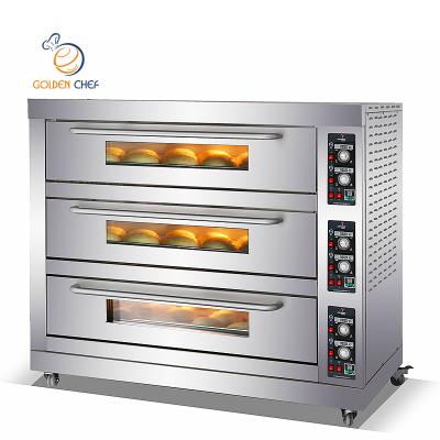 China High Efficinency 2021 New Gold Chef Kitchen Bakery Equipment Heavy Duty Baking 3 Deck 9 Trays Ovens Electric / Gas for sale