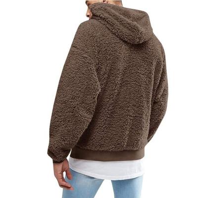 China Custom Multicolor Anti-wrinkle Men's Sherpa Striped Fuzzy Pocket Fall Jacket Pullover Hoodie Sweatshirts Polor Fleece Front For Winter for sale