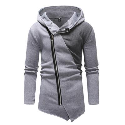 China New Autumn And Winter Oblique Zipper Anti-wrinkle Irregular Edge Color Matching Hoodie Jacket Men for sale