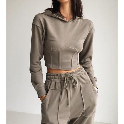 China Anti-Wrinkle Slim Fit Pullover Ultra-short High-waist Cropped Slim Sports Hoodie for sale