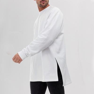 China Custom Oversized Anti-Wrinkle Aplet Super Side Split Dropped Shoulders Hem White Sweatshirt for sale