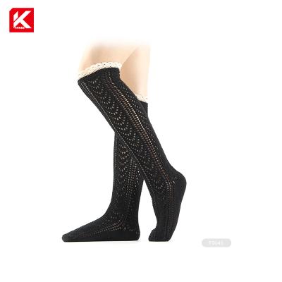 China KT3- F108 black lace teen tube socks Sweat-absorbent knee high socks with lace black knee high socks for sale