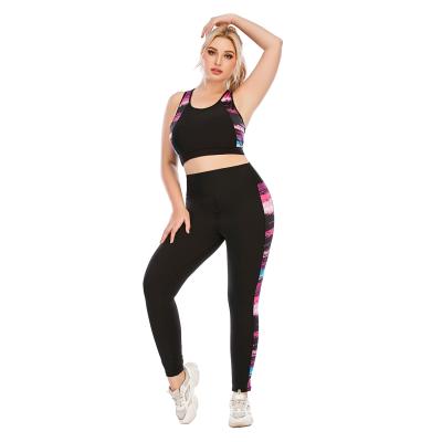 China Breathable Women's Custom Logo Oversize Fitness Yoga Wear Sports Bra Tops Gym Leggings Plus Size Activewear Workout Fitness Gym Tracksuit for sale