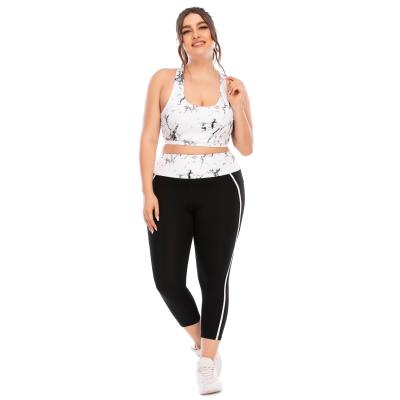 China Breathable yoga plus size new fitness sports yoga bra and leggings set custom high waist 2 piece yoga suit women workout leggings for sale