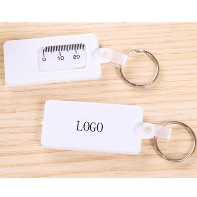 China White Plastic Tire Pattern Depth Gauge Tape Meausre Logo Customized Keychain for sale