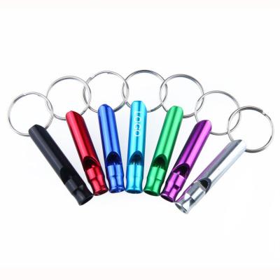 China Aluminum Lifesaving Whistle Colorful Whistle Key Chain Logo Customized for sale