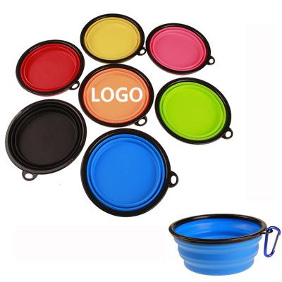 China Promotional Colorful Portable Dog Bowl Silicone Folding Bowl Logo Customized for sale