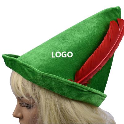 China Oktoberfest Green Peter Pan Hat Red Feather Party Hat 58-60cm for sale