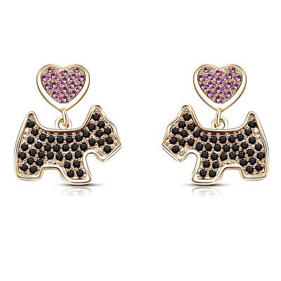 China Puppy Earrings Zircon Copper Earrings Beautiful Gifts For Girls for sale