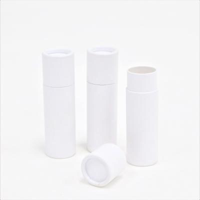 China Small Eco Friendly Custom Made Biodegradable Cardboard White Corrugated Paper Twist Up Lip Balm Stick Container Empty Tube for sale