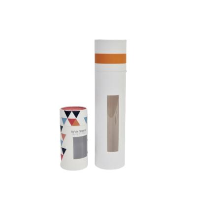 China Recycled materials hot sale product with custom printing plain paper tube plain paper tube window transparent packaging tube white box for sale