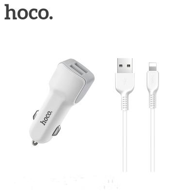 China Mobile Phone Tablet MP3 GPS Hoco Z23 DC5V/2.4A 12W Dual Port Car Charger Set with Lightn Cable for sale