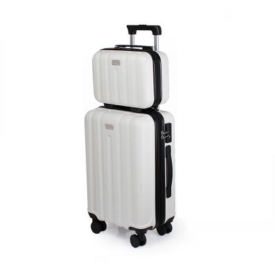 China Travel Luggage Cases Factory ABS Travel Luggage Bag 2 PCS Trolley Luggage Set With Cosmetic Handbag for sale